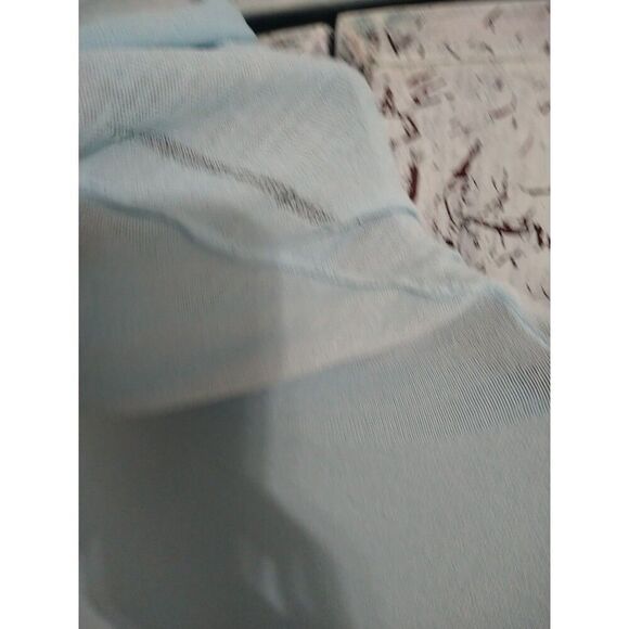 For Love And Lemons Turtleneck Ruched Sleeve Blouse Nwt Xl Sky Blue Semi-sheer - Picture 4 of 12